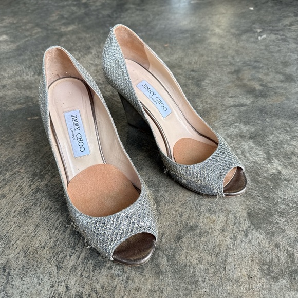 Jimmy Choo Champagne Glitter Heels